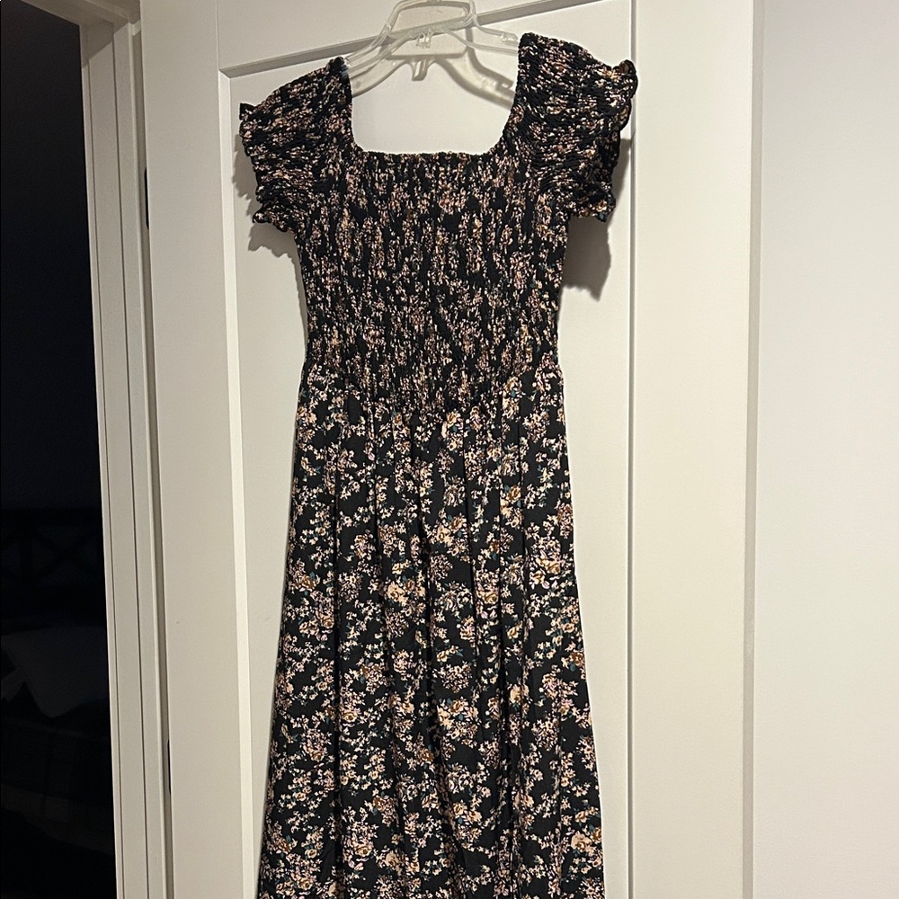 SHEIN Black Floral Maxi Dress